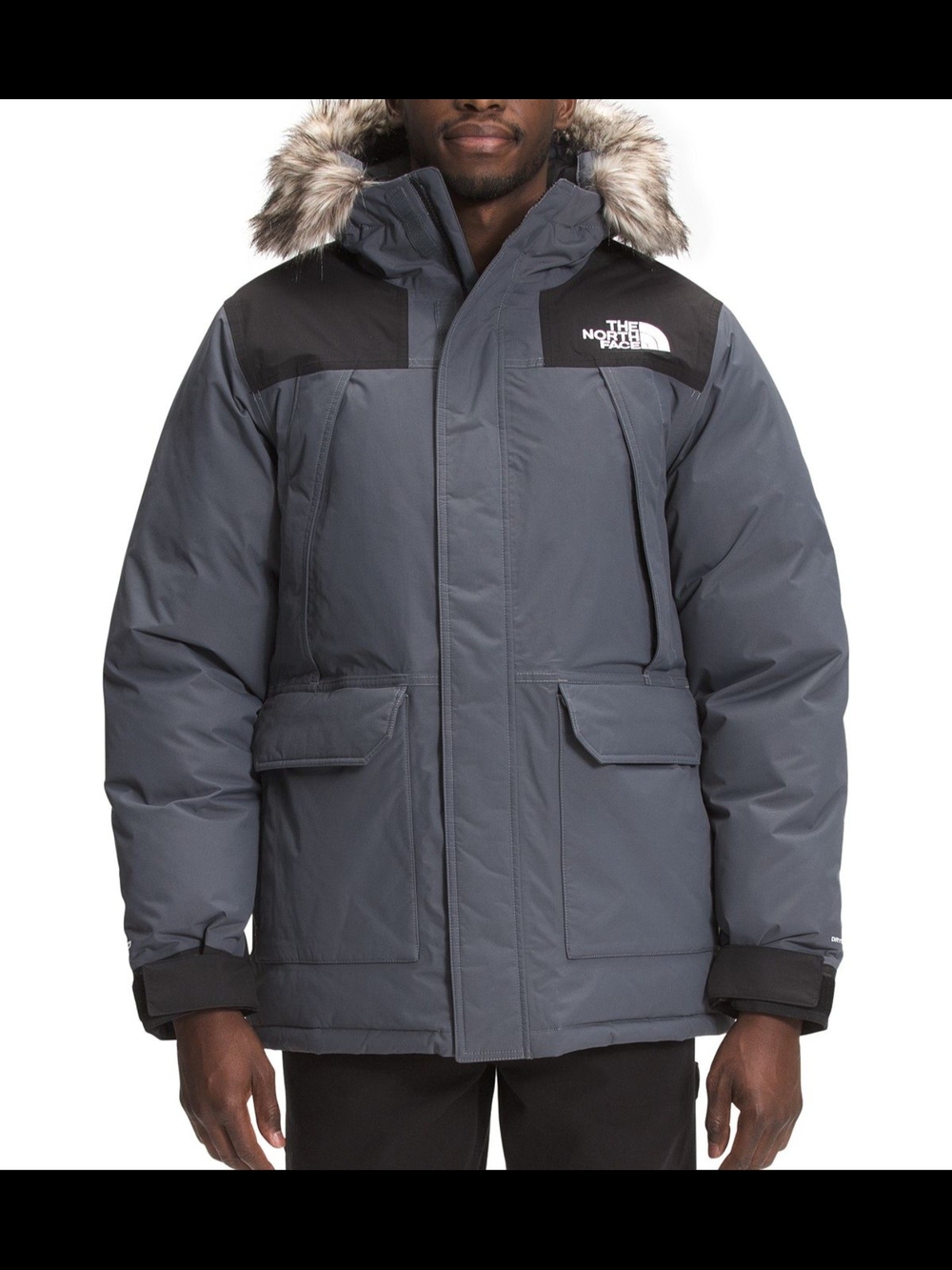 The North Face Men's McMurdo Gray and Black Insulated Parka with Faux Fur Trim